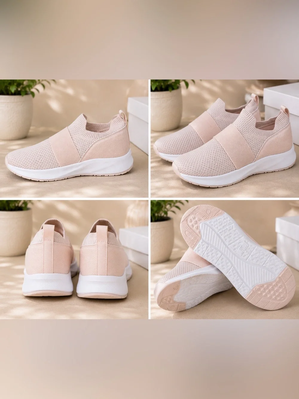 George Women's Slip-On Knit Sneakers - Pale Pink